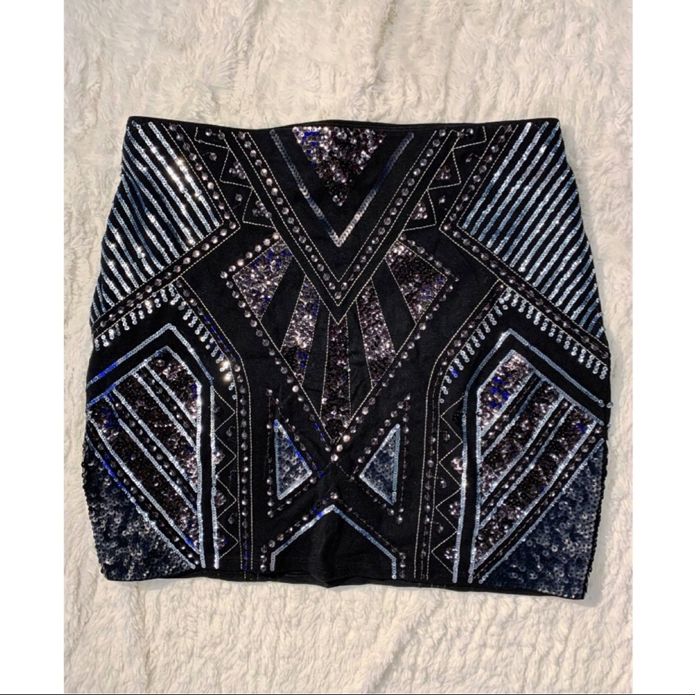Beaded Sequin Express Mini Skirt